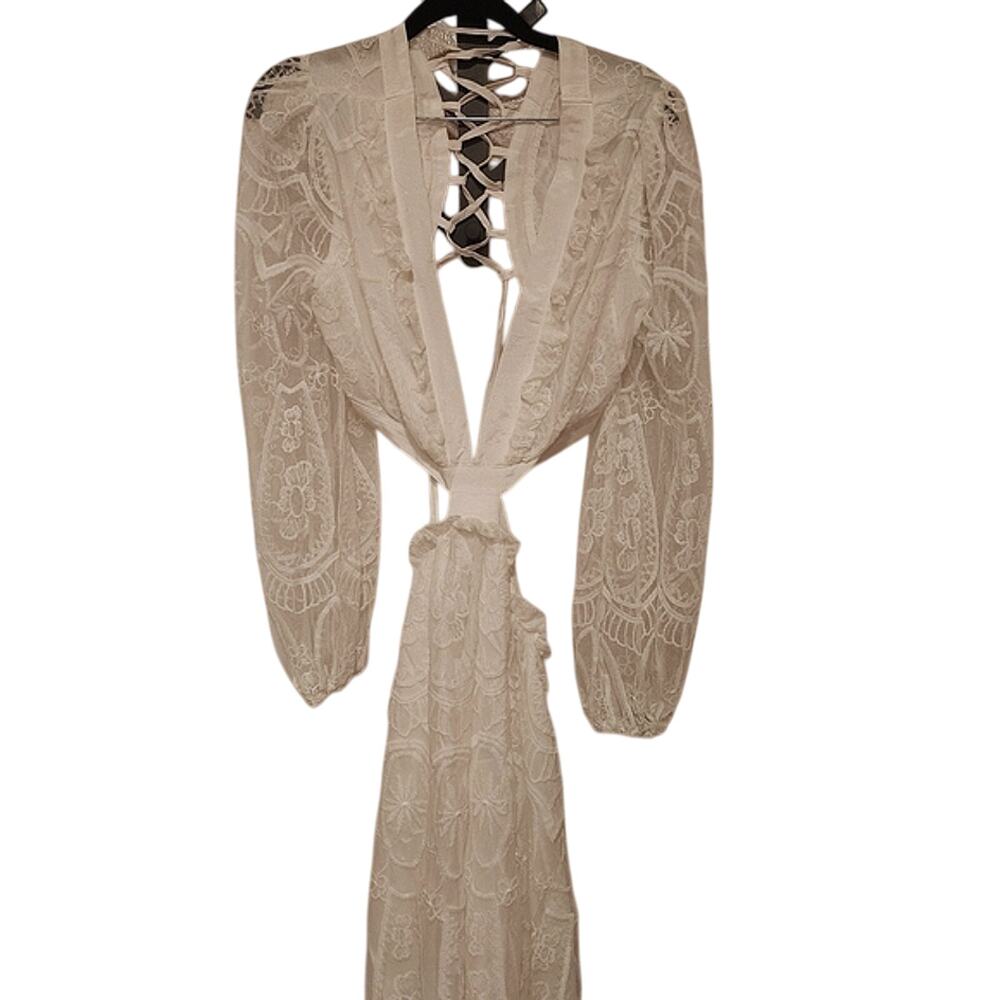 Elegant White Lace Dress XL